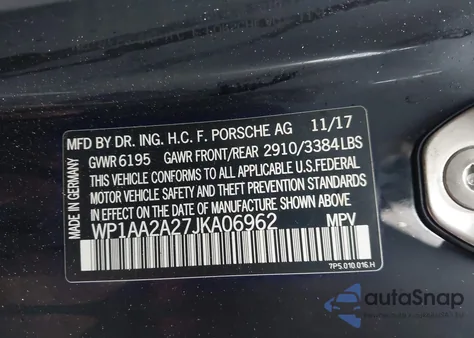 2018 Porsche Cayenne Platinum Edition from USA, damaged, VIN WP1AA2A27JKA06962